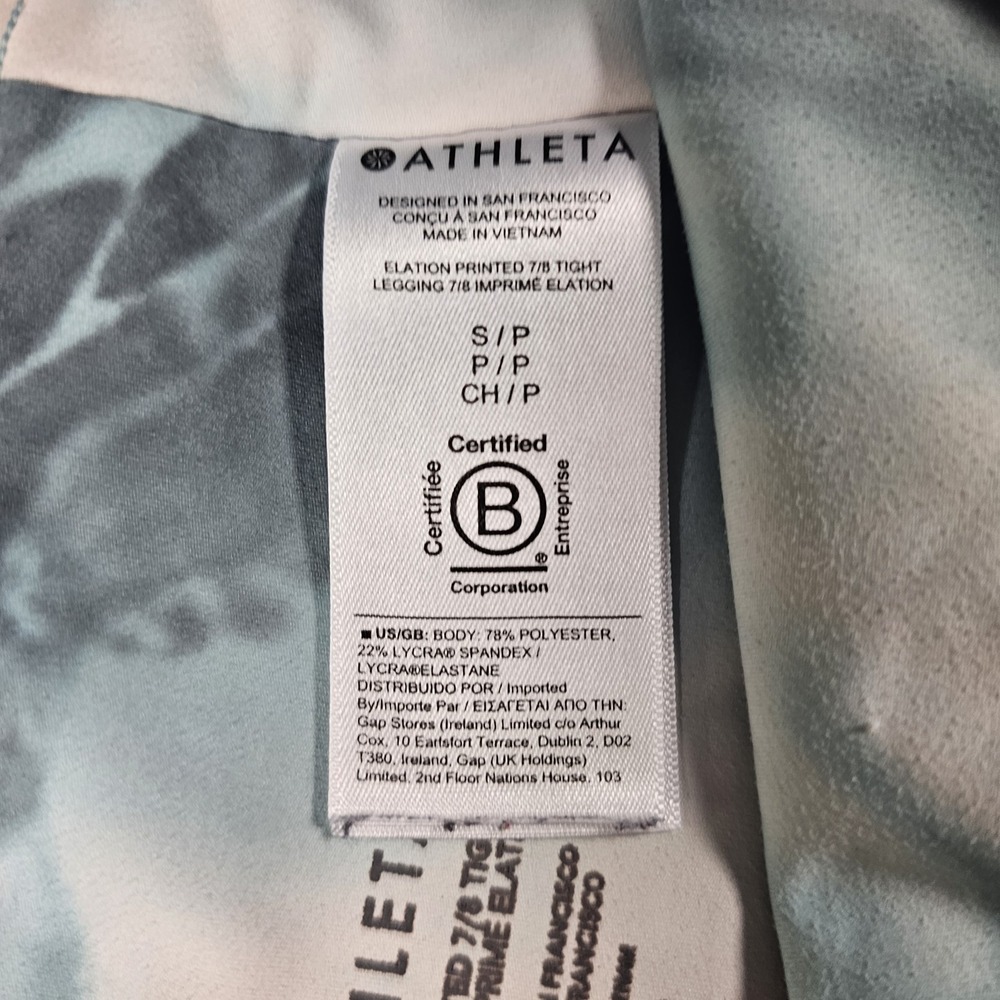Athleta Elation Printed 7/8 Leggings Womens Small Blue Pink Yoga Pants - Picture 11 of 12